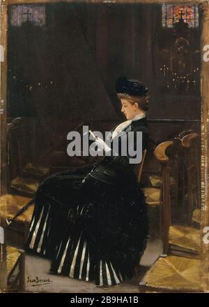 FRAU IM GEBET Jean Béraud (1849-1936). "Femme en prière". Paris, musée Carnavalet. Stockfoto