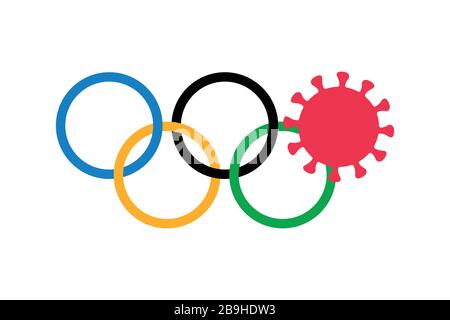 Die Olympischen Spiele in Tokio 2020 wurden wegen Coronavirus-Risikos für das nächste Jahr abgesagt und verschoben. Stock Vektor