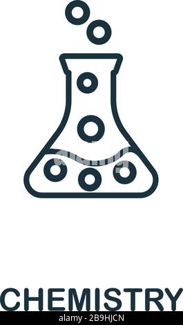 Symbol Chemie. Einfaches Linienelement aus der Sammlung von Biotech-Symbolen. Gliederungssymbol Chemie für Vorlagen, Software und Infografiken Stock Vektor