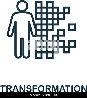 Transformationssymbol. Einfaches Linienelement aus der Sammlung von Biotech-Symbolen. Symbol für die Umrisstransformation für Vorlagen, Software und Infografiken Stock Vektor