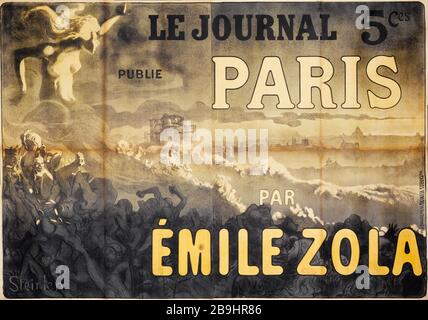 JOURNAL HERAUSGEGEBEN VON EMILE ZOLA PARIS Théophile Alexandre Steinlen (1859-1923). Imprimerie Charles Verneau. Le Journal Publie Paris par Emile Zola. Affiche. Lithographie couleur, 1898. Paris, musée Carnavalet. Stockfoto
