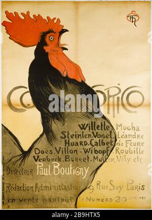 COCORICO, REGISSEUR PAUL BOUTIGNY Théophile Alexandre Steinlen (1859-1923). Imprimerie Charles Verneau. Cocorico, Directeur Paul Boutigny. Affiche. Lithographie couleur, 1899. Paris, musée Carnavalet. Stockfoto