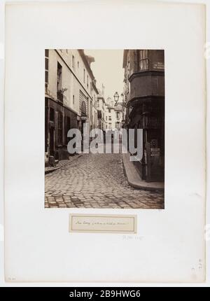 BLICK AUF DIE STRASSE LARREY, MIT BLICK AUF DIE STRASSE SCHULE IN MEDIZIN, 6. BEZIRK, PARISER Rue Larrey, vue pry de la rue de l'Ecole-de-Médecine. Paris (VIème arr.), 1865-1865. Photographie de Charles Marville (13-1879). Paris, musée Carnavalet. Stockfoto