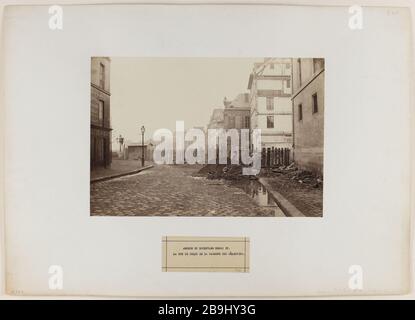 DRILLING BOULEVARD HENRY IV UND ABRISS DER EHEMALIGEN KASERNE CELESTINS, 4. BEZIRK, PARIS Percement du Boulevard Henri IV et démolition de l'ancienne caserne des Célestins. Paris (IVème arr.). 1872-1879. Photographie de Charles Marville (13-1879). Paris, musée Carnavalet. Stockfoto