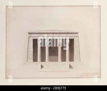 JEAN-FRANCOIS CHALGRIN - ÄGYPTISCHER TEMPEL HOCH AM ORT DER SIEGE JEAN-FRANÇOIS CHALGRIN (1739-1811). "Temple étien Gypélevé sur la Place des Victoires, 23 septembre 1800". Dessin. Paris, musée Carnavalet. Stockfoto