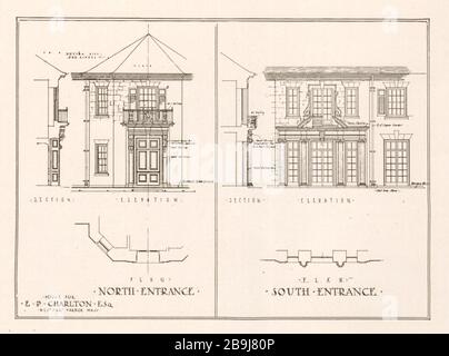 Earle P. Charlton Residenz, Westport Harbor, Massachusetts. Eingänge planen. Parker Morse Hooper, Architekt, Frank C. Farley, Assoc. (1919) Stockfoto