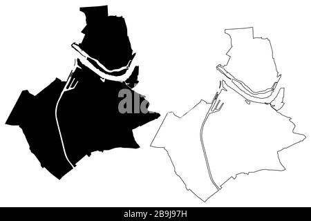 Nijmegen City (Königreich der Niederlande, Gelderland, Holland) Karte Vektor-Illustration, Skizze Stadt Nijmegen Karte Stock Vektor