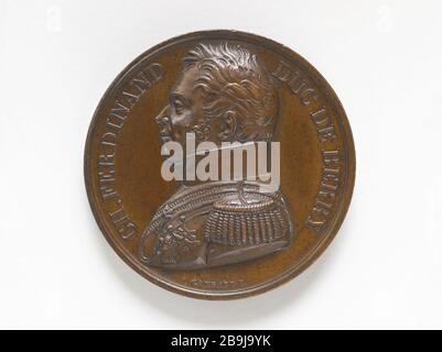 Attentat auf den Herzog von Berry, 14. Februar um 187 Raymond Gayrard (1777-1858). Assassinat du duc de Berry, 14 février, 1820. Bronze. Um das Jahr 1820 Paris, musée Carnavalet. Stockfoto