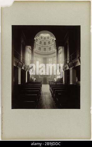 Haus St Lazare - Kapelle -. Innenansicht der Kapelle, Gefängnis Saint-Lazare, 10. Bezirk, Paris Emonts ou Emonds, Pierre. Maison de St Lazare - Chapelle -. "Vue intérieure de la chapelle, Prison de Saint-Lazare, 10ème-Bezirk, Paris". Papieralbuminé. En 1888-88. Paris, musée Carnavalet. Stockfoto