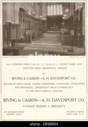 Holzarbeiten von Irving & Casson- A. H. Davenport Co. Chancel in St. Michael's Church, Litchfield, Connecticut. (1922) Stockfoto