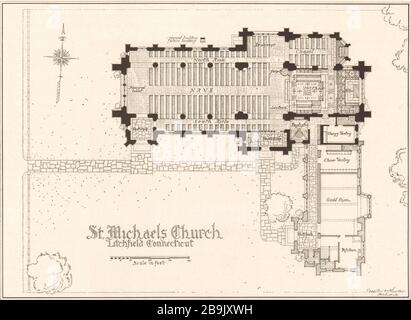 St. Michael's Church, Litchfield, Connecticut. Planen. Rossiter & Muller, Architekten (1922) Stockfoto