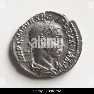 Denarius Alexander Severus 226 Monnaie romaine. Denier d'Alexandre Sévère. Argent, 226. Paris, musée Carnavalet. Stockfoto
