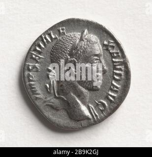 Denarius Alexander Severus 229 Monnaie romaine. Denier d'Alexandre Sévère. Argent, 229. Paris, musée Carnavalet. Stockfoto