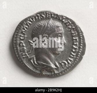 Denarius Alexander Severus 226 Monnaie romaine. Denier d'Alexandre Sévère. Argent, 226. Paris, musée Carnavalet. Stockfoto