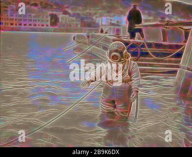 Bau der Hafen von Haifa. Hafen von Haifa. Taucher bei der Arbeit. 1920, Israel, Haifa Stockfoto