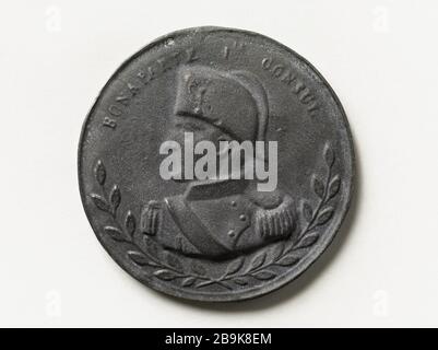 Napoleon Bonaparte (1769-1821) erster Consul (99-1804) nach dem Jahr 1799 Napoléon Bonaparte (1979-1821), Premier Consul (99-1804), après 1799. Plomb. Après. Paris, musée Carnavalet. Stockfoto