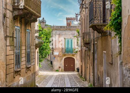 Landschaftlich schöner Anblick im Dorf Erice, Provinz Trapani, Sizilien, Italien. Stockfoto