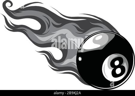 Flaming Billiards Eight Ball Vector Cartoon Burning mit Fire Flames Vector Stock Vektor