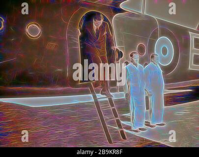 Ankunft in Palästina von Herrn Antony [d. h., Anthony] Eden. Herr Antony Eden beim Aussteigen aus dem Flugzeug in Gaza. 1940 Stockfoto