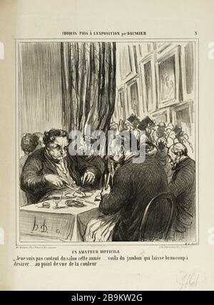 Skizze zur Ausstellung - ein schwieriger Amateur (PL.3) Honoré Daumier (1808-1879). Croquis pris à l'Exposition - UN Amateur difficile (pl.3). Lithographie en noir. Paris, musée Carnavalet. Stockfoto