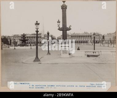 Concorde Square, 8. Bezirk, am 25. September 1914. Zu bestimmten Zeiten scheinen einige Punkte absolut verlassen Paris (25-9-14) Guerre 1914-1918. Place de la Concorde déserte. Paris (VIIIème arr.), 25 septembre 1914. Photographie de Charles Lansiaux (1855-1939). Paris, musée Carnavalet. Stockfoto