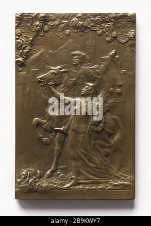 Medaille der französischen Sektion auf der Weltausstellung in Gent, 1913 René Grégoire (1871-1945). Médaille de la section française à l'Exposition universelle et internationale de Gand. Bronze, 1913. Paris, musée Carnavalet. Stockfoto