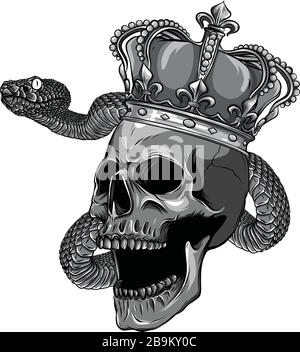 Skull King mit Schlangenvektor-Illustration Stock Vektor