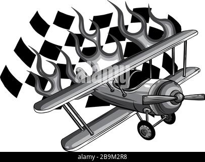 Monochromatische Vector Cartoon Fighter Plane. Zweimotorige Mehrrollen-Kampfflugzeuge mit variablem Sweep. Stock Vektor