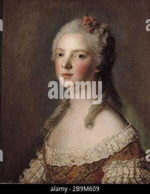 DAS PORTRÄT VON MARIE-ADELAIDE DE FRANCE, TOCHTER VON LOUIS XV, SAGTE MADAME ADELAIDE JEAN-MARC NATTIER (ATTRIBUÉ À, 1685-1966). "Portrait de Marie-Adelaïde de France, fille de Louis XV, dite Madame Adélaïde". Huile sur toile, entre 1750 et 1751. Paris, musée Cognacq-Jay. Stockfoto