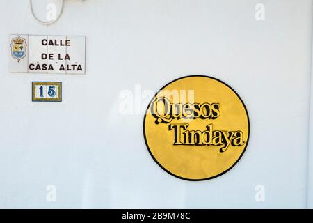 Quesos Ziegenkäse Shop bei Tindaya La Oliva-Fuerteventura-Kanarische Inseln-Spanien Stockfoto