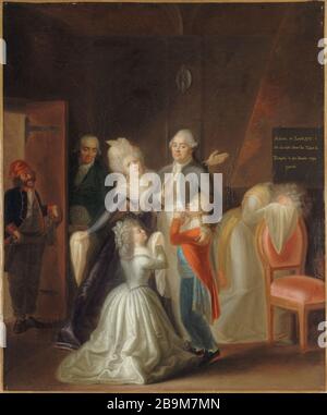 ABSCHIED VON LUDWIG XVI. VON DER FAMILIE 20. Januar 1710 Jean-Jacques Hauer (1751-1829). "Les adieux de Louis XVI à sa famille, le 20 janvier 1793". Huile sur toile, 1794. Paris, musée Carnavalet. Stockfoto