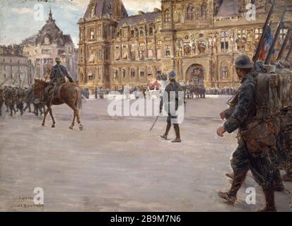 Die Beerdigung von General Gallieni Joseph-Félix Bouchor (1853-1937). "Les funérailles du général Gallieni (1849-1916), le 1er juin." Huile sur bois. Paris, musée Carnavalet. Stockfoto