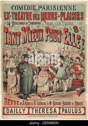 MENUS-PLEASURES, SO BESSER FÜR IHREN CHARLES LÉVY. 'Menus-Plaisirs, tant mieux pour elle'. Lithographie. 1880-1900. Paris, musée Carnavalet. Stockfoto