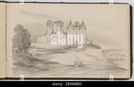 Reisealbum vom 16. Juni bis 19. Juli 1836. 'Sully Castle Célestin Nanteuil (1813-1873). Album de voyage du 16 juin au 19 juillet 186. Château de Sully. Crayon de Graphit. 18 Juin. Paris, Maison de Victor Hugo. Stockfoto