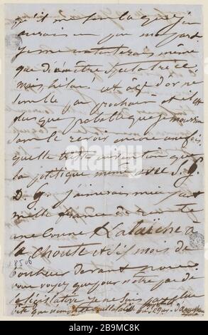 19. Januar Sonntagmittag [1851] Juliette Drouet a Victor Hugo; 19 Janvier dimanche midi [1851]; Maison Victor Hugo - Paris Stockfoto