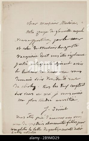 Donnerstag, 2. Oktober [1879] Juliette Drouet a Paul Meurice; Jeudi 2 Oktobre [1879]; Maison Victor Hugo - Paris Stockfoto