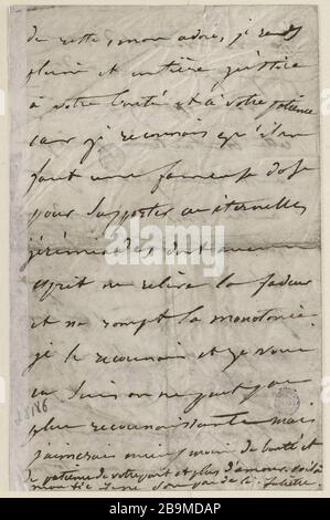 April Sonntagmittag [1849] Juliette Drouet a Victor Hugo; 15 avril dimanche midi [1849]; Maison Victor Hugo - Paris Stockfoto