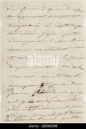 Blatt Donnerstag Morgen 25. Oktober 8 [1849] Juliette Drouet a Victor Hugo; 2e feuille jeudi matin 25 octobre 8h [1849]; Maison Victor Hugo - Paris Stockfoto