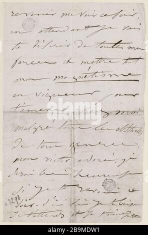 2 Blatt Oktober 22 Abend Montag 8 Uhr [1849] Juliette Drouet a Victor Hugo; 2e feuille 22 octobre lundi soir 8h [1849]; Maison Victor Hugo - Paris Stockfoto