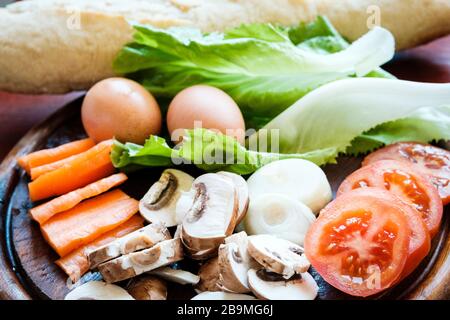 Frische Zutaten für Banh Mi Sandwiches Stockfoto