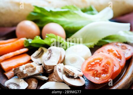 Frische Zutaten für Banh Mi Sandwiches Stockfoto