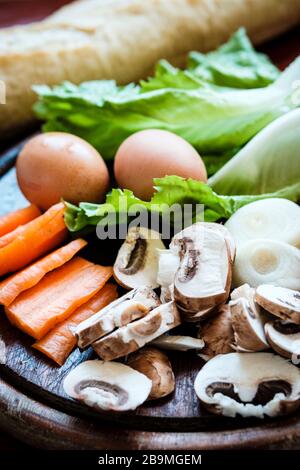 Frische Zutaten für Banh Mi Sandwiches Stockfoto