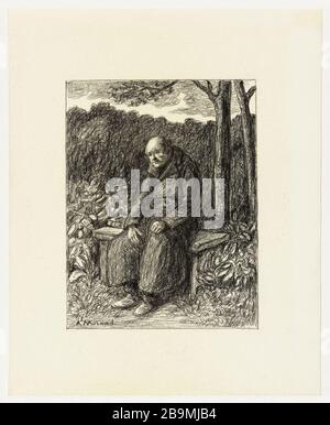 Die Erleichterung von unten kann von oben (Teil IV, Buch 4) Albert Morand retten. Secours d'en BAS peut-être secours d'en haut (Ive partie, Livre 4). Projet d'Illustration pour le roman de Victor Hugo, 'Les Misérables'. Crayon Conté ou pierre noire industrielle sur Papier, vers 1920. Paris, Maison de Victor Hugo. Stockfoto