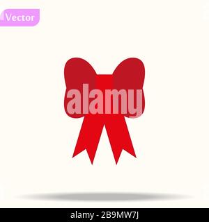 Roter Bogen. Vektorgrafiken auf weißem Hintergrund. Kann für Dekorationsgeschenke, Grußkarten, Feiertage usw. verwendet werden Stock Vektor