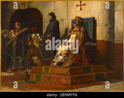 Das Urteil des Papstes Formosa Jean-Paul Laurens (1838-1921). "Le jugement du Pape Formose". Huile sur toile, vers 1870. Musée des Beaux-Arts de la Ville de Paris, Petit Palais. Stockfoto