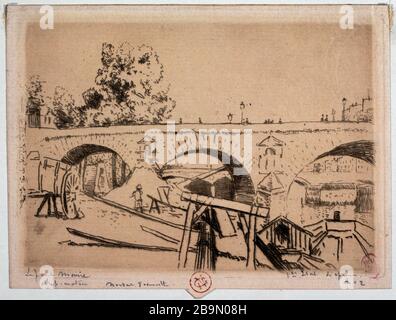 BRÜCKEN-MARIE Norbert Goeneutte (1854-1894). "Le Pont-Marie". Tiefdruck (eau-forte). Paris, musée Carnavalet. Stockfoto