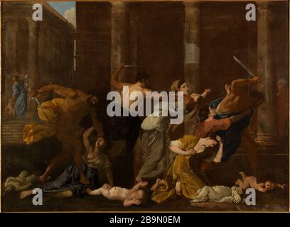 Das Massaker von den Innocents. ' attribué à Nicolas Poussin (1594-1665). "Le Massacre des Innocents". Huile sur toile. 1626-1627. Musée des Beaux-Arts de la Ville de Paris, Petit Palais. Stockfoto