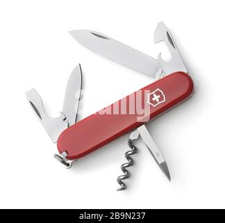 Samara, Russland - März 2020. Victorinox Spartan Swiss Army Klappmesser isoliert auf weiß Stockfoto