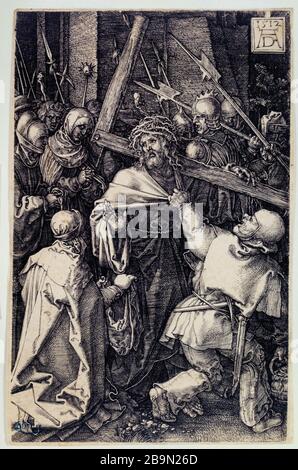 Die Passion des Kupfers: Das tragen des Kreuzes (Bartsch 12) Albrecht Dürer (1471-1528). La Passion sur cuivre : Le Portement de Croix (Bartsch 12). 1512. Musée des Beaux-Arts de la Ville de Paris, Petit Palais. Stockfoto