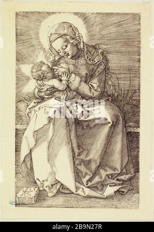 Die Jungfrau Pflege den Säugling Jesus (Bartsch 36) Albrecht Dürer (1471-1528). La Vierge allaitant l'Enfant Jésus (Bartsch 36). 1519. Musée des Beaux-Arts de la Ville de Paris, Petit Palais. Stockfoto